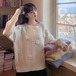 ✞花びらエンボスステッチニットセーター ラウンドネック 大人女子☆ ロング レトロ スウィート フラワーデザイン✞ゴスロリ SM ミリ 甘ロリ クラロリ 和ロリ エレガント 黒ロリ 姫ロリ 華ロリ BB-BB53322134360