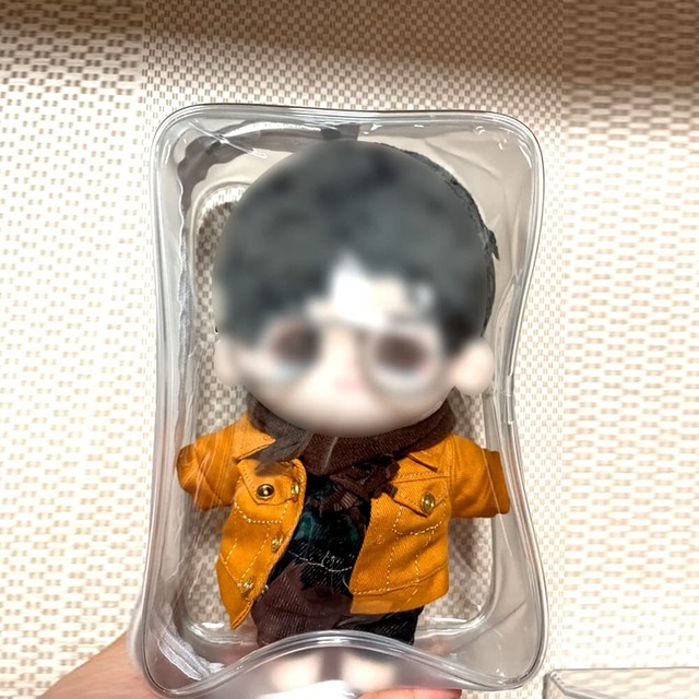 YUYAKESHI ケース バッグ 痛バック 防塵 ぬいポーチ 飾り 透明 お出かけ 人形入れ 見せバッグ 20cmぬいぐるみ用 PVC クリア 推し（ブラック20CM）