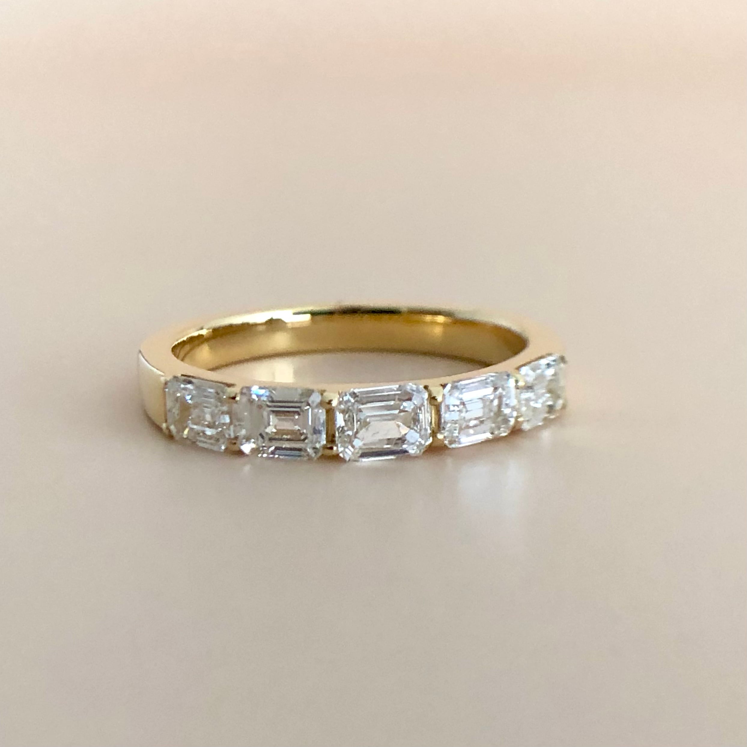 エメラルドカット ダイヤモンド ハーフエタニティリング 1.00ct K18