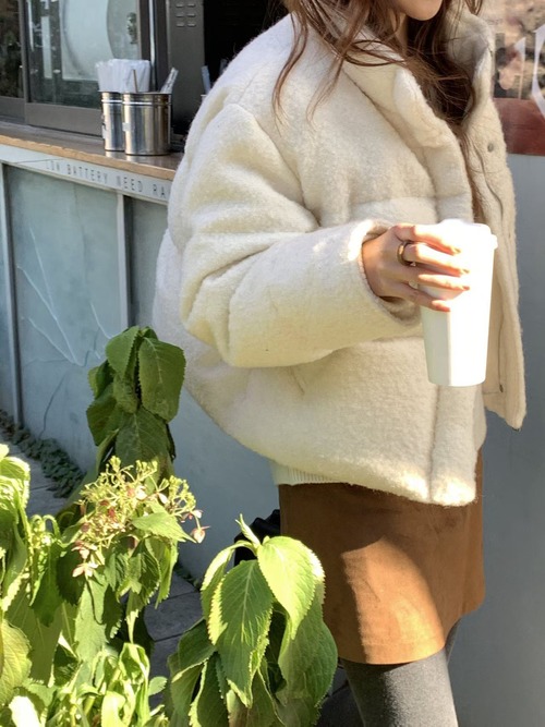 (予約) verveine / Bigben alpaca tweed duck down short padding 2color