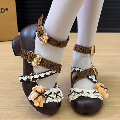 ゆめかわ♡全４カラー　クマさん付きパンプス　※ヒール高さ３cm　kutu51