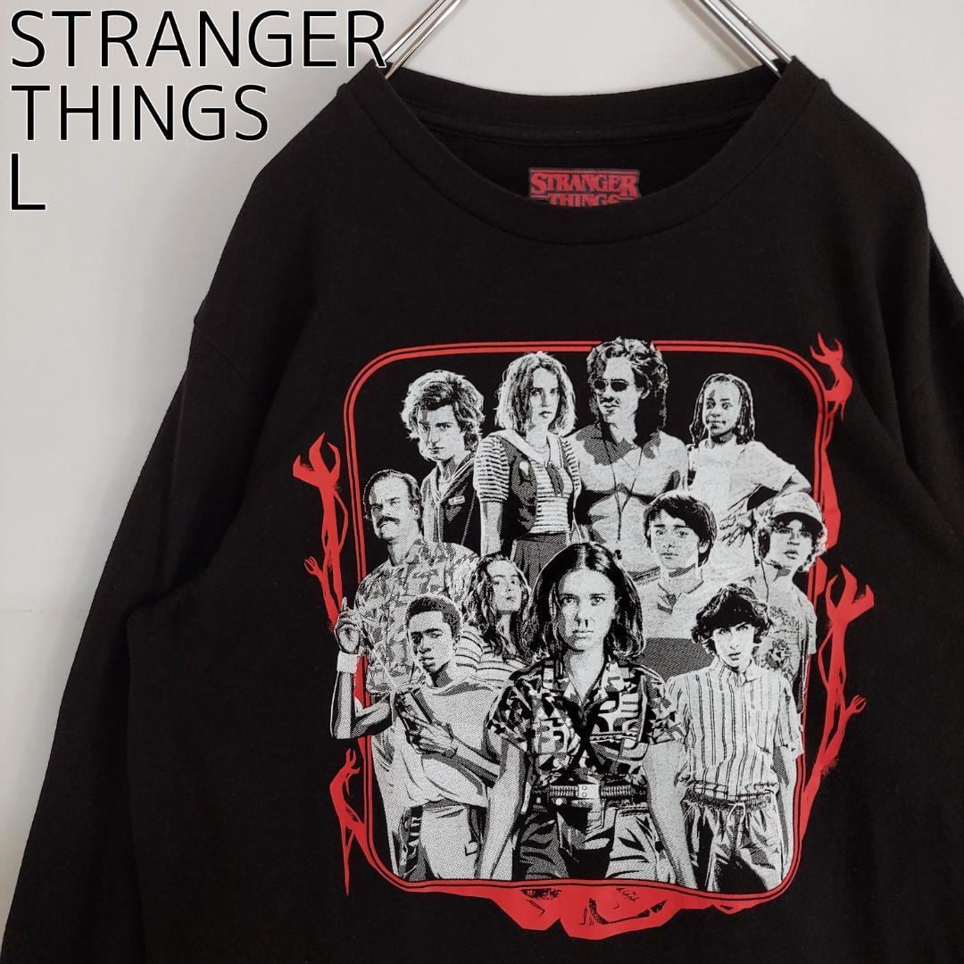 ストレンジャー・シングス STRANGER THINGS プリント ロンT 長袖 ロングスリーブ Tシャツ サイズ：Men's XL位 ブラック 新品