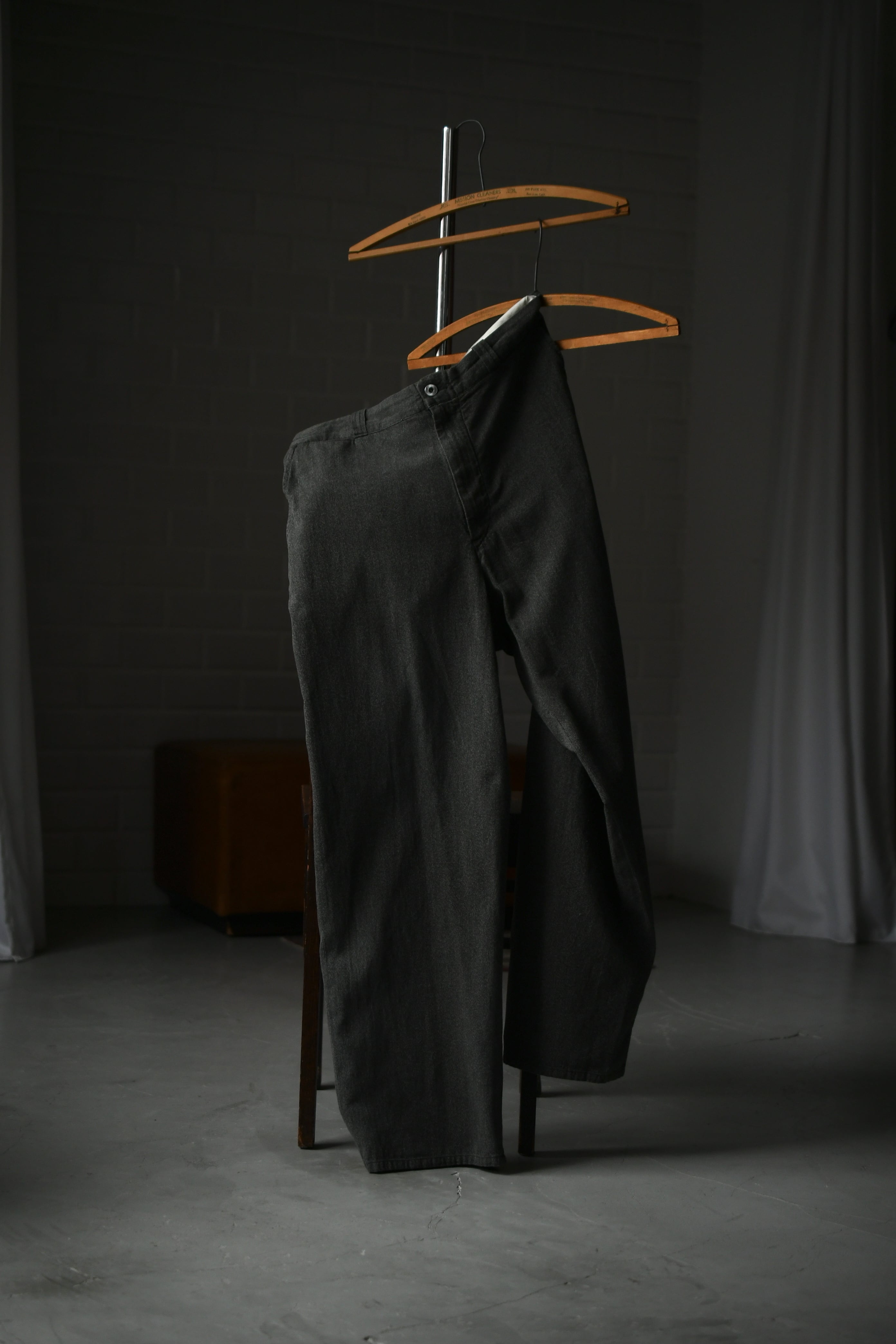 A.PRESSE / Vintage Black Chambray Work Pants (Black) | nariwai