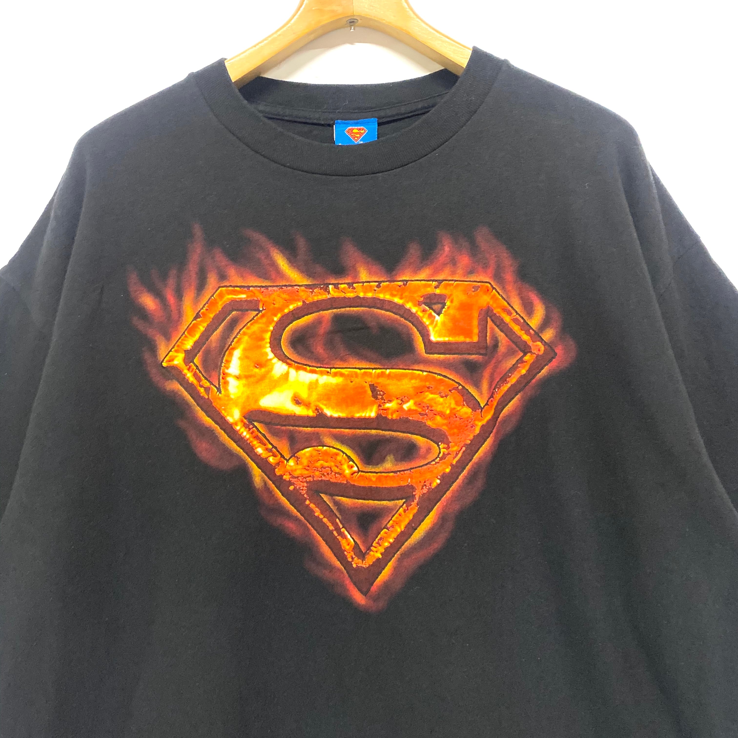 スーパーマン プリント 長袖 七分袖 ロングTシャツ ロンT