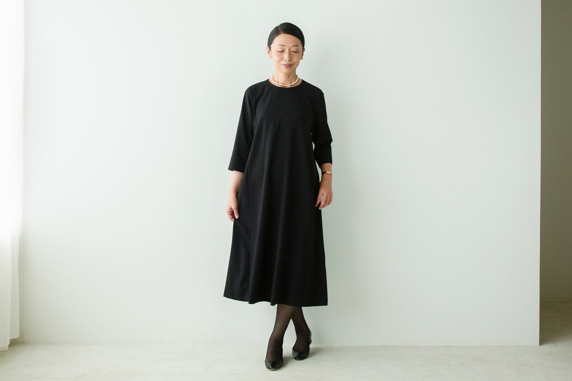 ワンピース「ドレープ」】板倉直子さんのブラックフォーマル | 天然 