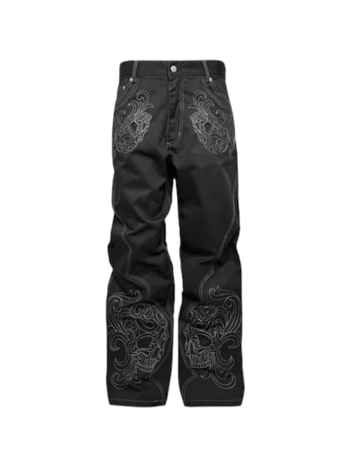 【PCCVISION】3MAN0N Baroque Skull Stitch Straight Pants