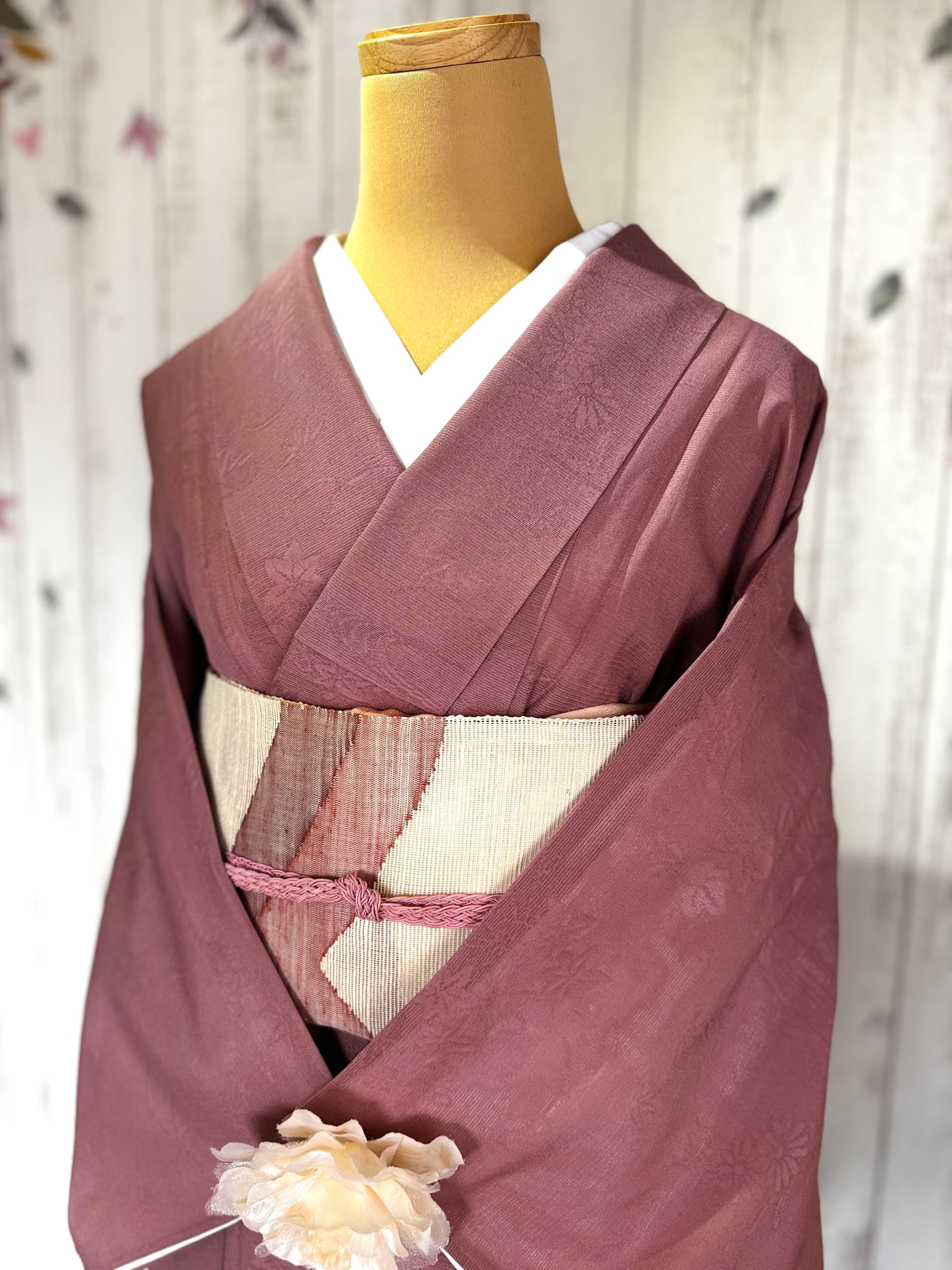 クリアランス 【洗える単衣】英はなぶさ謹製 色無地 楊柳＊背紋有 灰