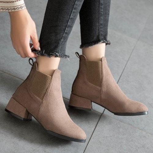 ブーティー ショートブーツ レディース サイドゴア ブーツ 上品 シンプル スエード 大人かわいい ショート丈 太ヒール 歩きやすい 疲れにくい 靴 シューズ チャンキーヒール プチプラ