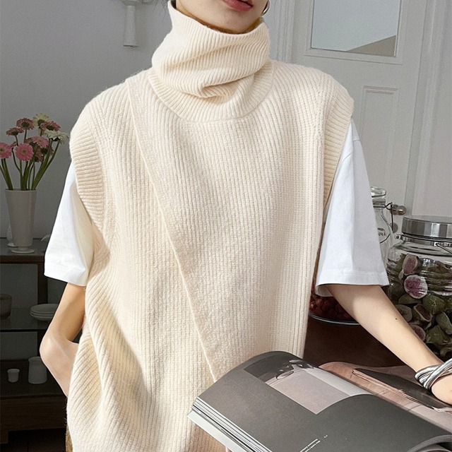 タートルスリットニットベスト K0403