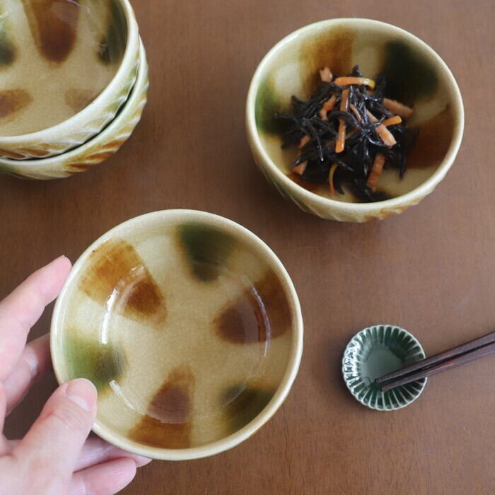 瀬戸赤津焼 拝戸窯稲山 小鉢 三彩 SetoAkazu-yaki Small bowl #461