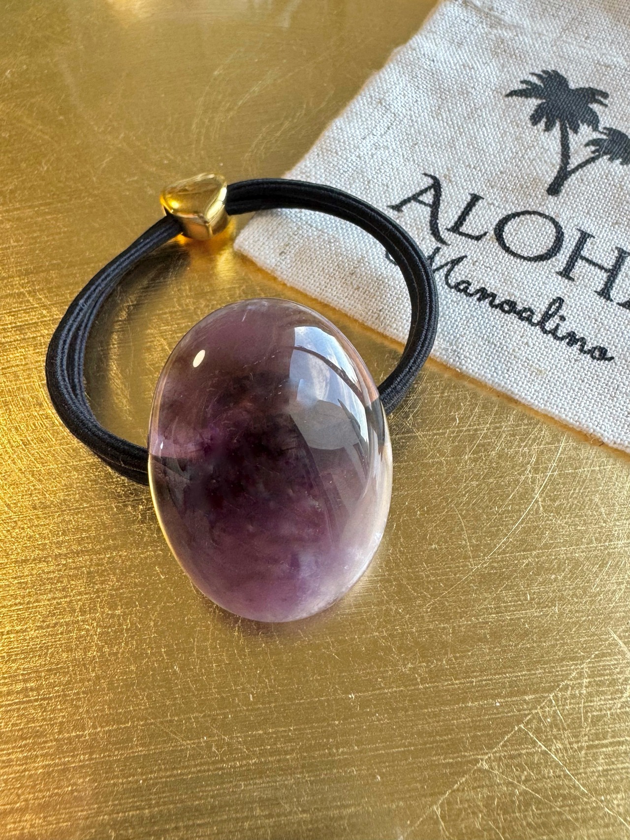 Oval Amethyst hair accessory(オーバルアメジストヘアゴム)