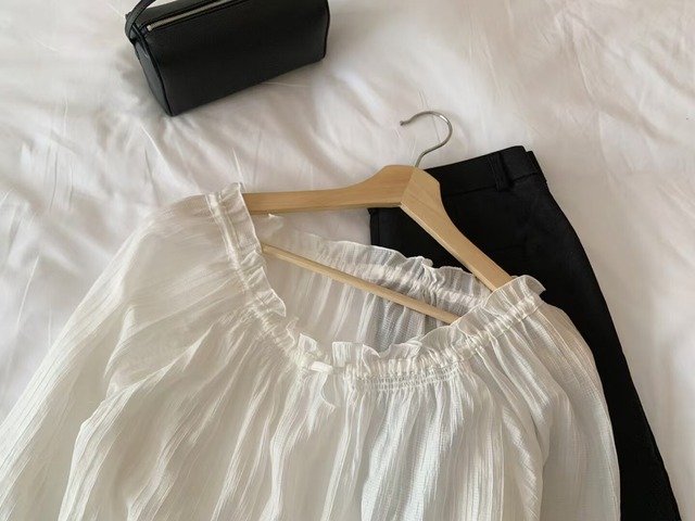 (予約) LITER / Beauty chiffon smoked blouse 2color