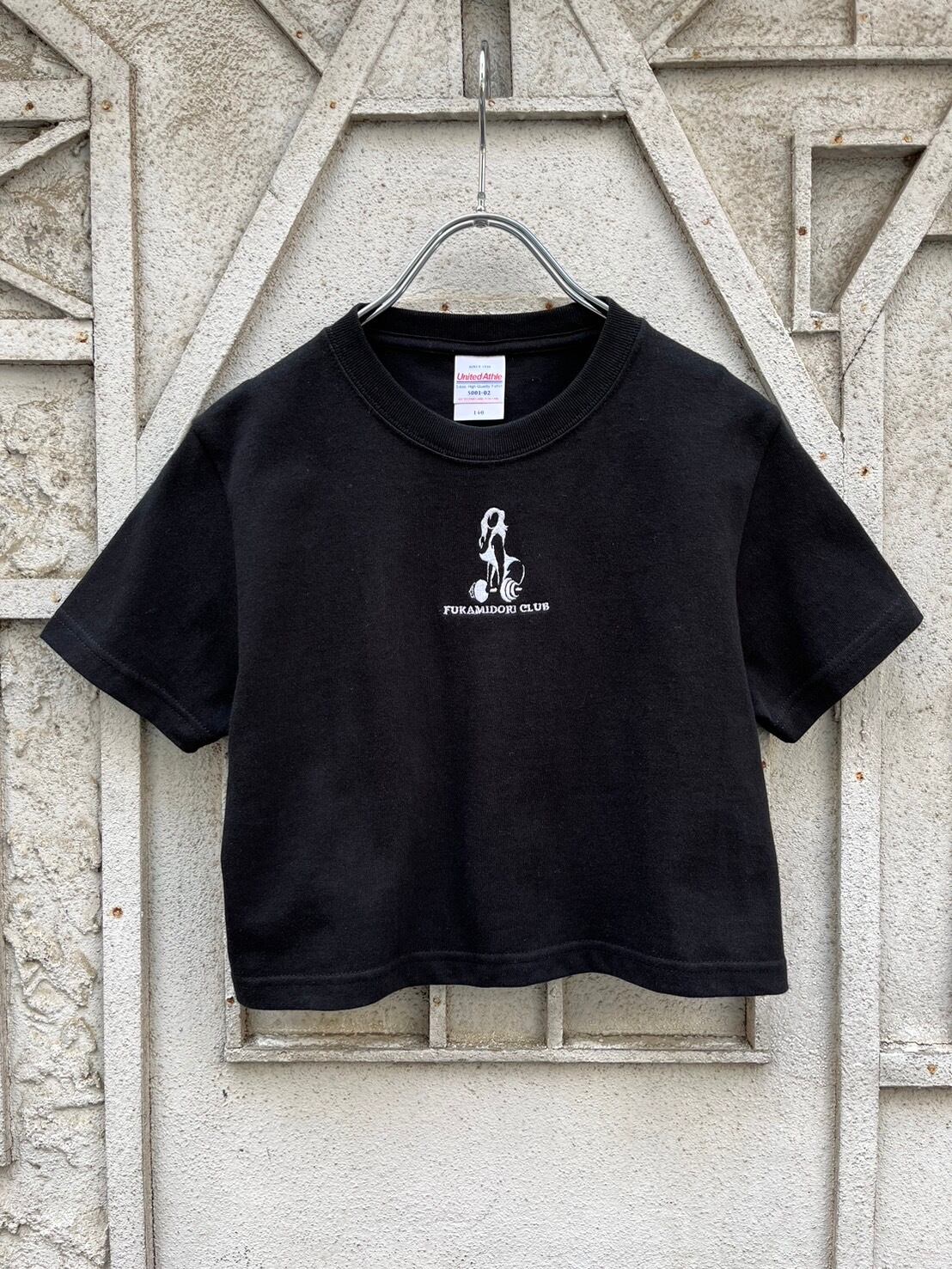 "FUKAMIDORI CLUB" LADY embroidery Chibi TEE / BLACK
