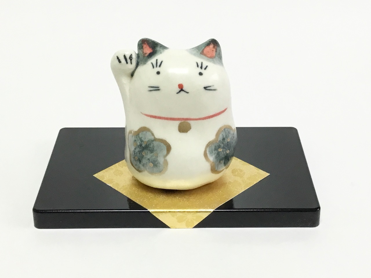 招き猫置物  招猫・青花 瀬戸焼