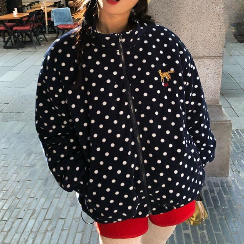 Polka dot zipsv-up jacket 00646