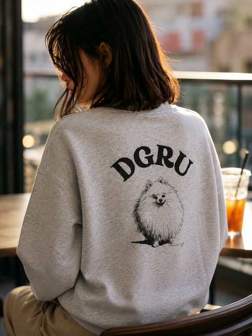ポメラニアン バックプリント 線画スウェット