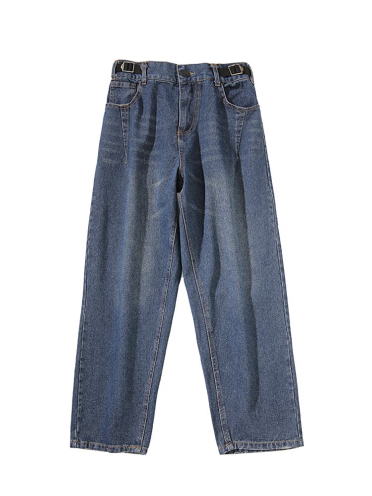 全2色 デニム パンツ ストレート カジュアル 無地 おしゃれ