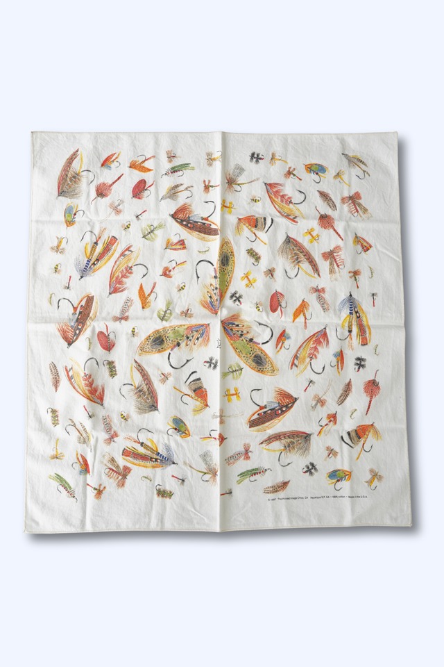 90s The Printed Image フライフィッシング バンダナ FLY柄 USA製 コットン100％ 1997年