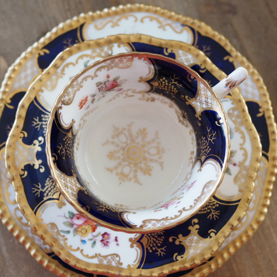 英国コールポート 希少 バットウィング・コバルト トリオB カップ