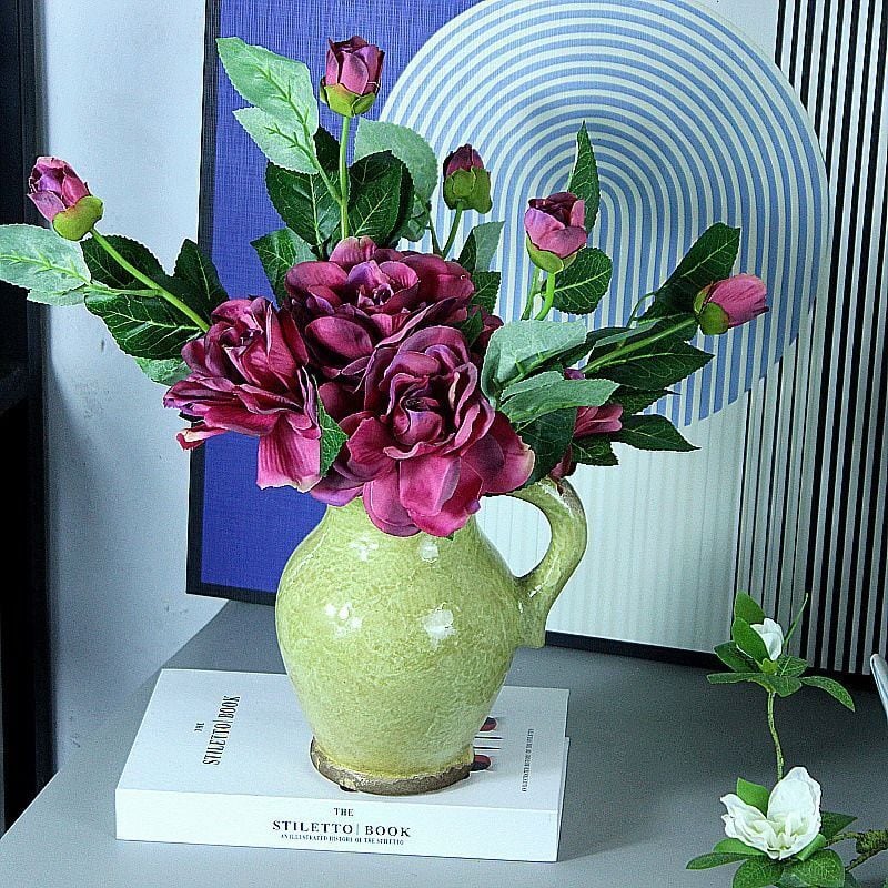 花瓶 フラワーベース 花器 ハンドル付き ドライフラワー 造花