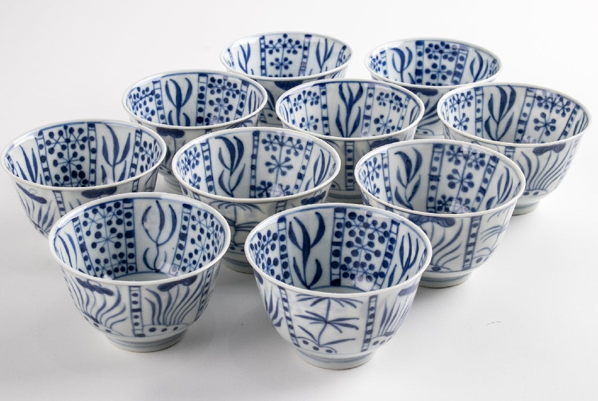 山口錠鉄 織部 割山椒 向付 10客 箱付 F611A | うつわや古季