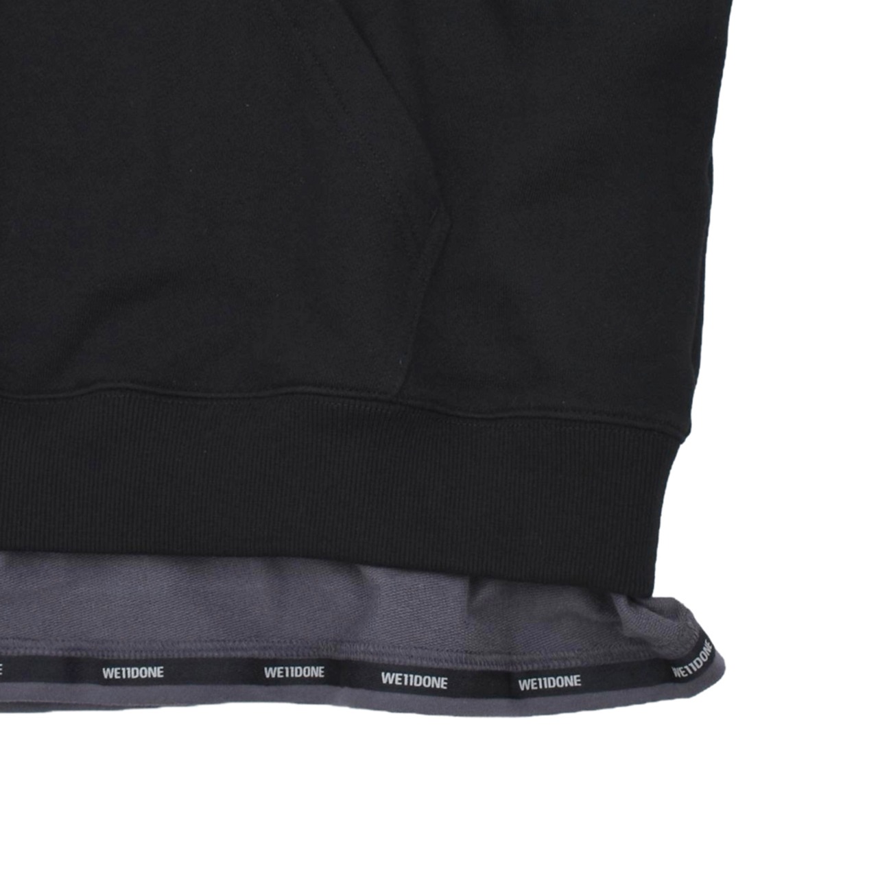 【WE11DONE】BLACK LAYERED DOUBLE STRING HOODIE - 9