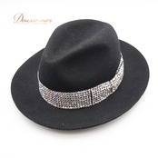ダンス 衣装 帽子 ハット ブラック系 タカダンス TAKA DANCE 黒 ラインストーン ラテン ジャズ デモ パーティー メンズ ぼうし リボン 小物 ダンス小物 イベント ステージ 競技 キラキラ 社交ダンス シルバー系