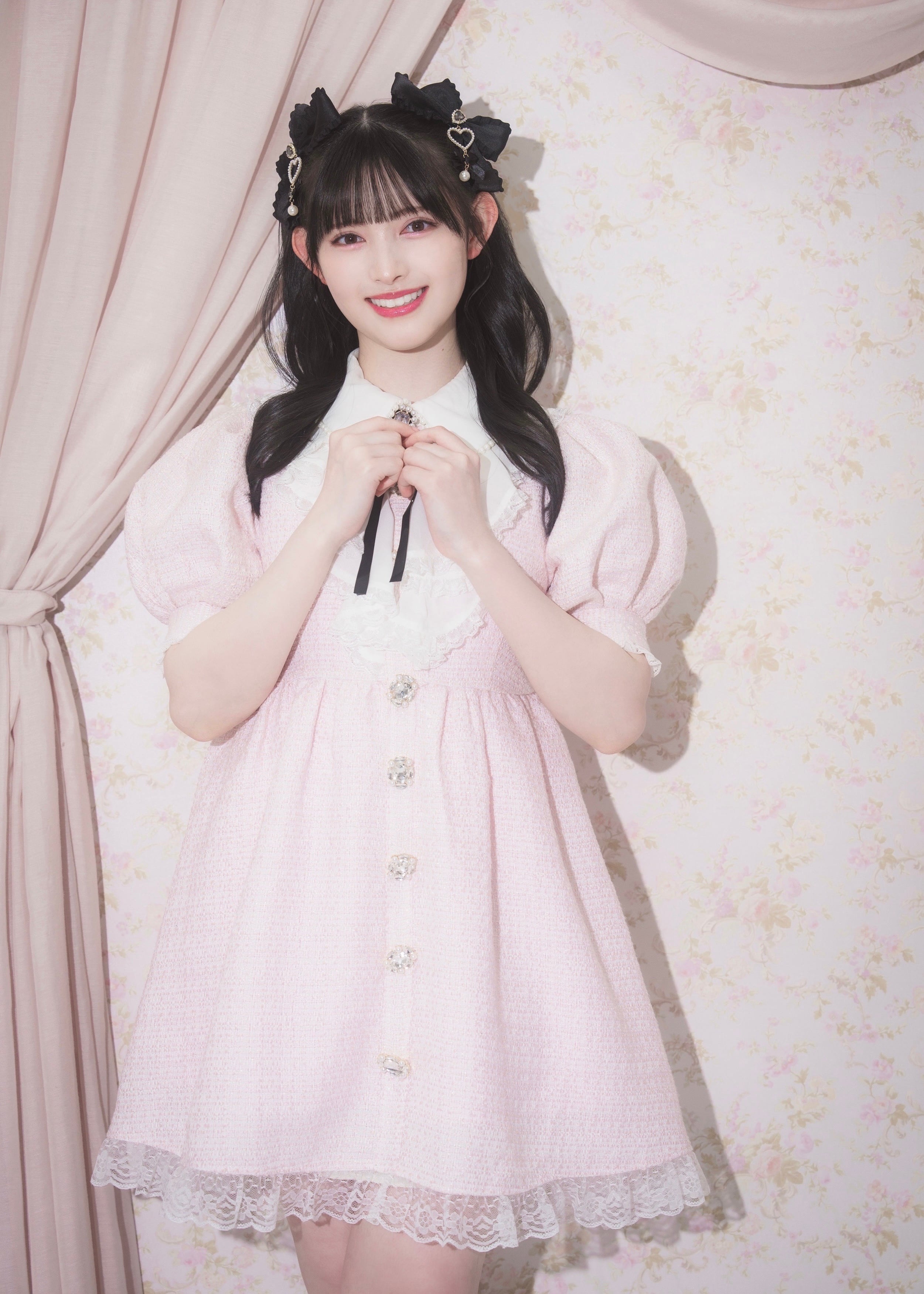 ゴールズインフィニティーラメ薔薇柄リボンフリルコルセットベアトップ  