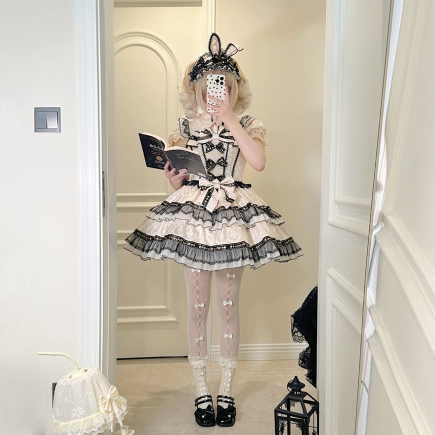 ジャンスカ フリルスカート リボン レース 夢かわいい ベビードール