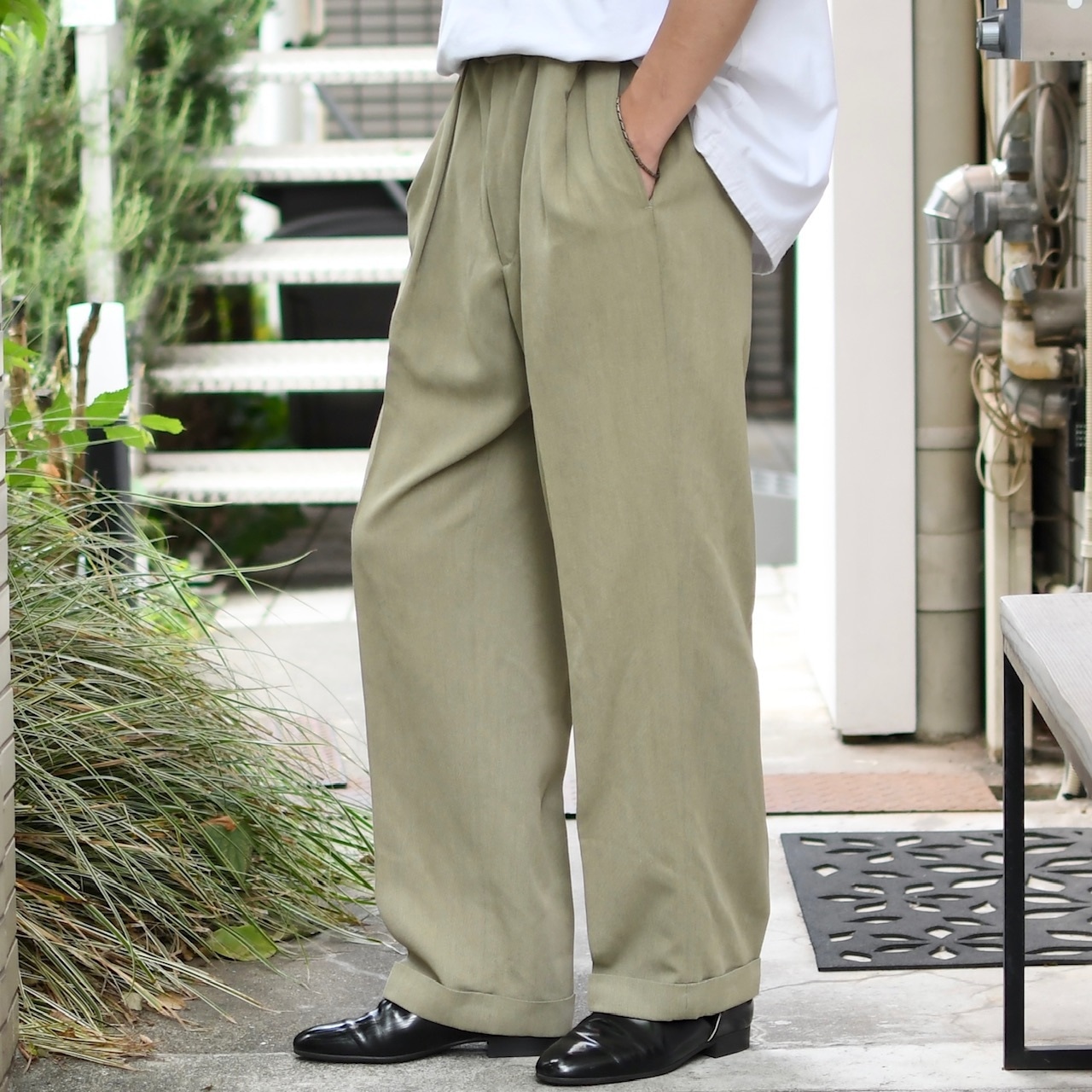 rayon blend 2tuck slacks khaki