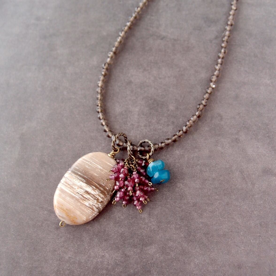 Smoky Quartz Charm Necklace Set/スモーキークォーツ チャームネックレスセット