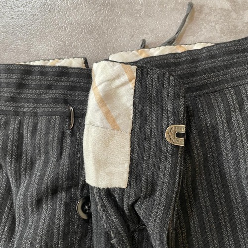 30-40s 針式シンチ フレンチワーク ストライプ ブラック パンツ W31 詳細写真9
