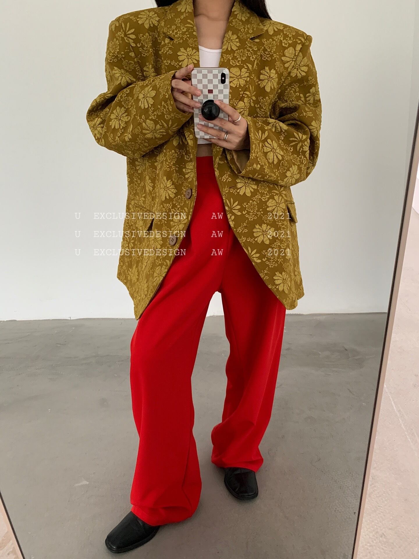 ジャケット スプリングオータムカジュアルルーズ薄手ソリッド カラーパターンプリーツ ロング 春物 秋物 ソリッドカラー ビッグFスモールZ韓国17598098575