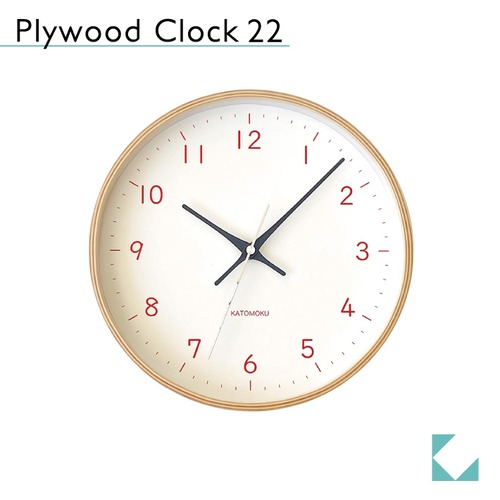 KATOMOKU plywood clock 22 km-121OR 掛け時計 オレンジ