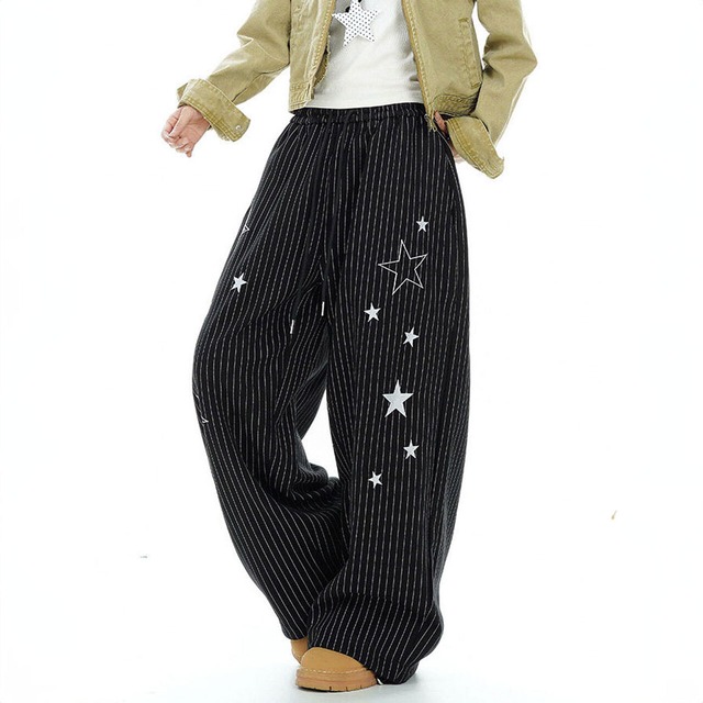ピンストライプランダムスターパンツ 2col   R02854