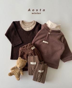 【Aosta】 レイヤードT／ブラウン×ベージュ（70–110cm）