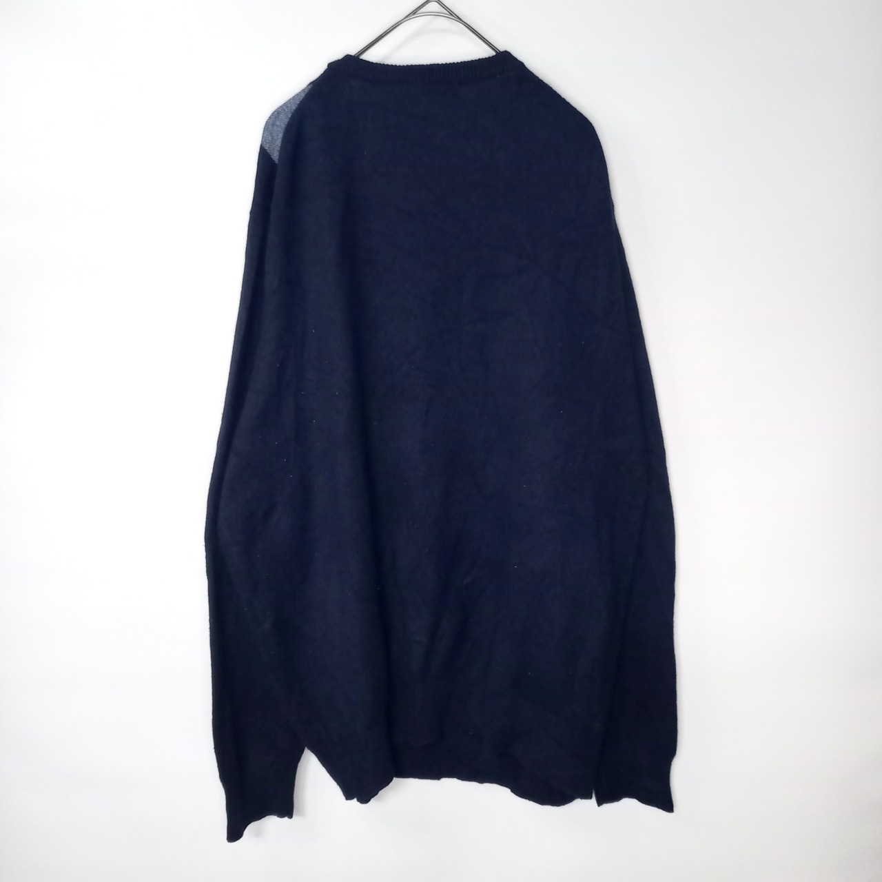 DOCKERS　クルーネック　アクリルニット　アーガイル　セーター　ダークネイビー　XL