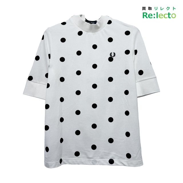 FRED PERRY フレッドペリー SPOT PRINT PIQE T ポルカ ドット柄 ハイネックTシャツ G1141 UK10