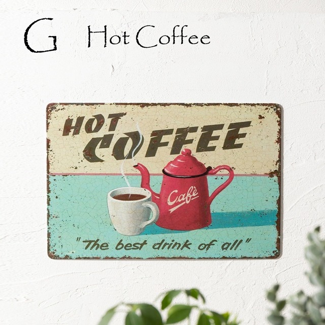 アンティーク レトロサイン ブリキ看板 30x20cm G. Hot Coffee