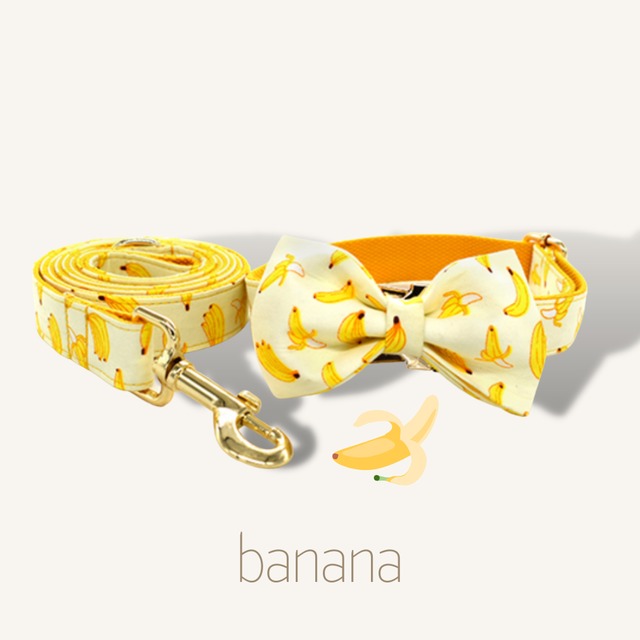 【パターンシリーズ】バナナ迷子札刻印サービス・犬用首輪＆リボン