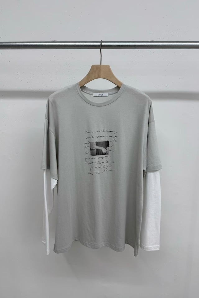 Oversize Layered T-shirt (Beige) 2603-73-008