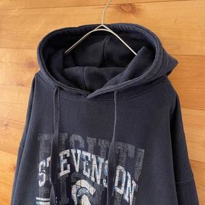 【OURAY SPORTWEAR】高校 Stevenson Spartans フットボール プリント アーチロゴ ヒビ割れ加工 ヴィンテージ 加工 パーカー スウェット プルオーバー フーディー L相当 US古着