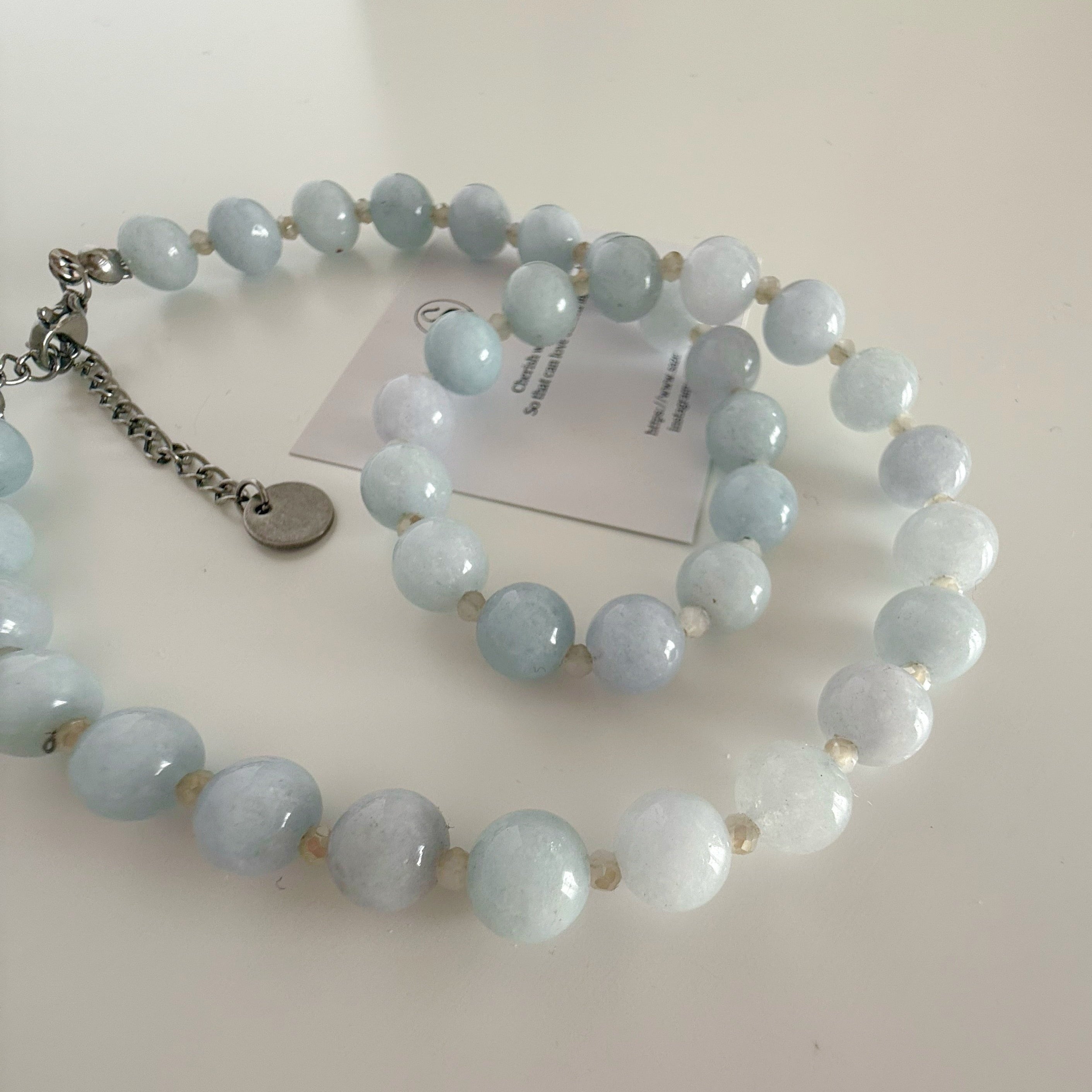 blue chalcedony beads necklace | saze