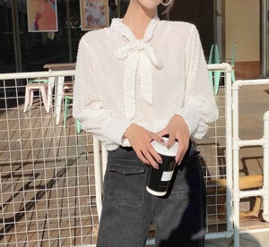 リボンタイブラウス　AJ44170-D03