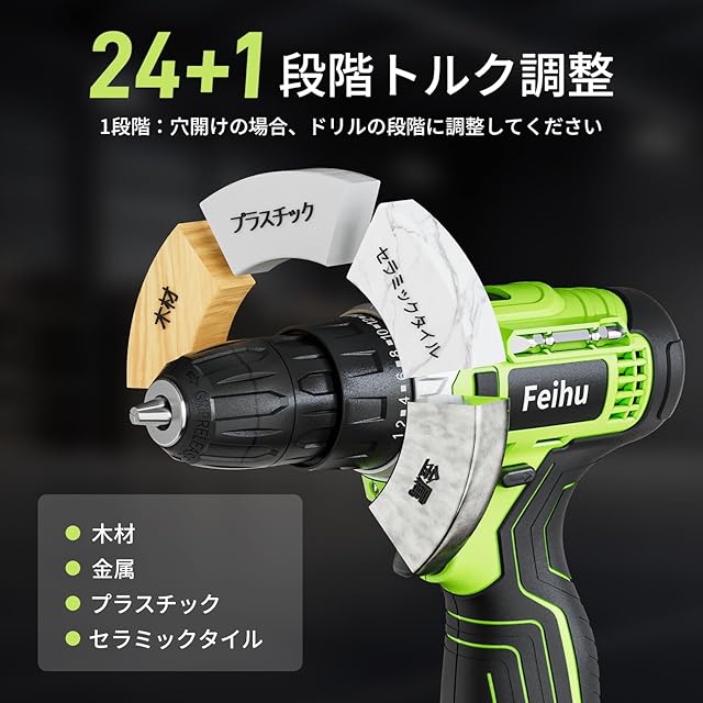 電動ドライバー 10.8V 充電式 高トルク 2段変速 25段階クラッチ 軽量