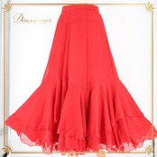 社交ダンス 衣装 スタンダード スカート レッスンウェア 練習着 オールシーズン U:NA ユーナ レッド系 無地 シンプル 派手 ボリューム 上品 フレアスカート ダンス練習 衣装 美しい揺れ 女性用 派手色 春夏秋冬 流れるような動き ユニークデザイン フィット感 伸縮性 素材 ポリエステル