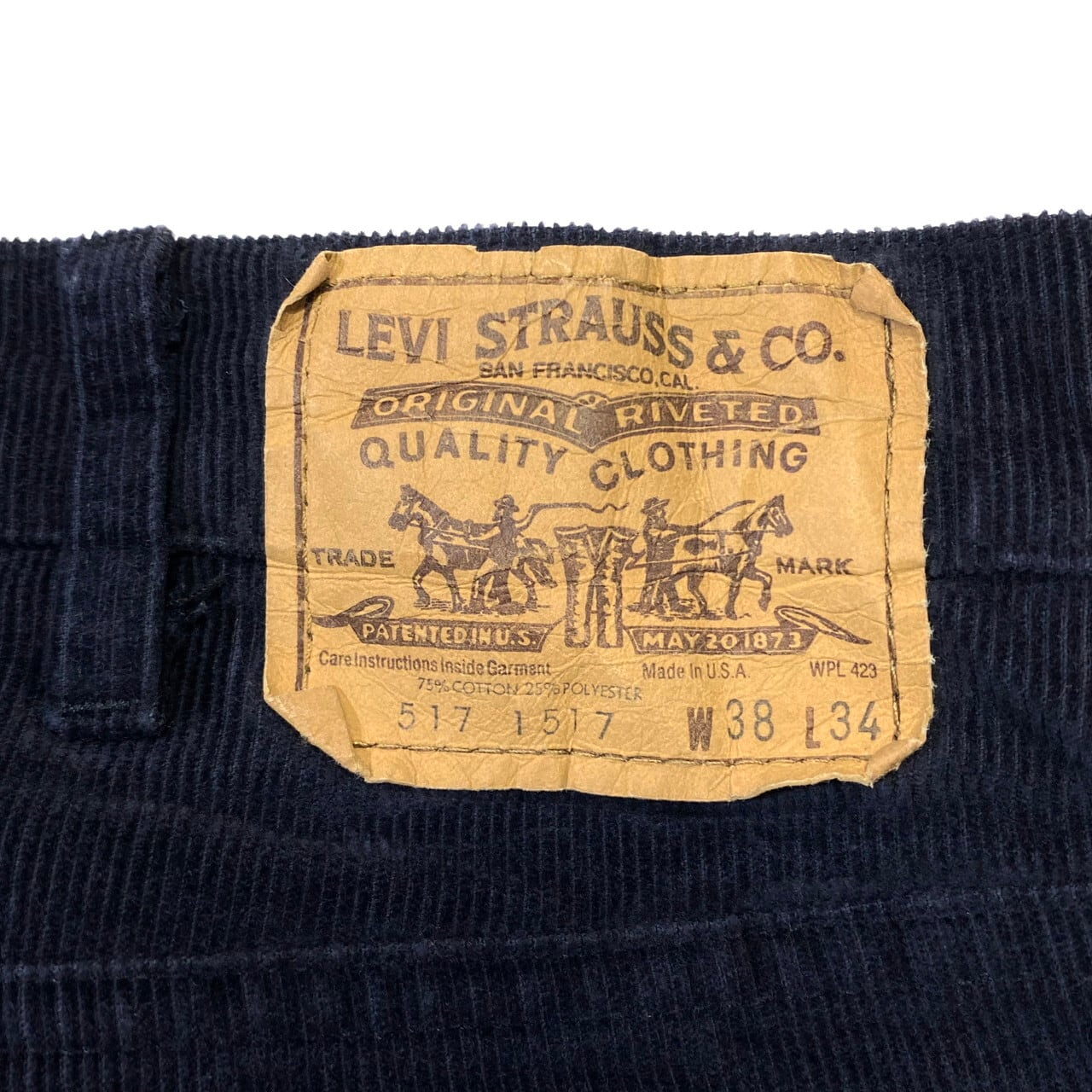 80年代 ビンテージ USA製 Levi's リーバイス 517 1517 コーデュロイパンツ フレアパンツ メンズW38 古着 ベルボトム 80S  ヴィンテージ ネイビー 紺色 【コーデュロイパンツ】 | cave 古着屋【公式】古着通販サイト