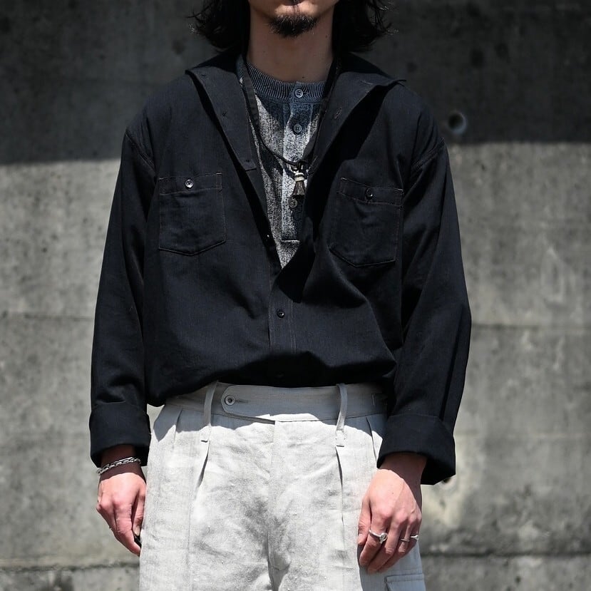 INTERIM / EXTRA FINE MERINO WOOL JERSEY HENRY OVER S/S TEE | GANKO