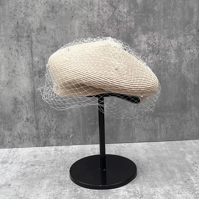 全5色/Pearl veil straw beret　B519