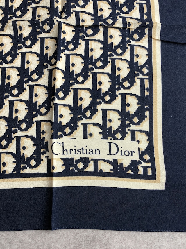 Christian Dior クリスチャン ディオール スカーフ ネイビー シルク vintage ヴィンテージ オールド wt6sun